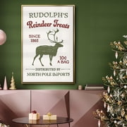 Christmas Farm Sign Collection B - Framed Gallery Wrapped Holiday Canvas - 17 x 25 - Gold Frame