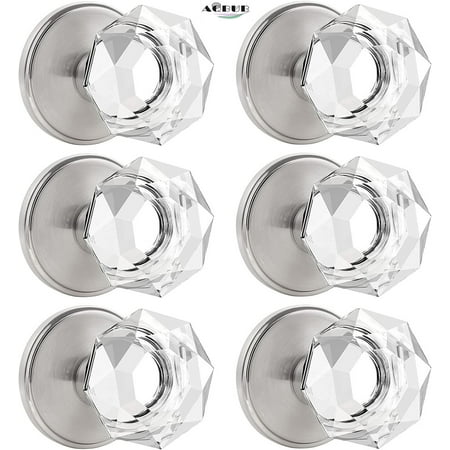 

6 sets of non locking non movable crystal door handles crystal flash glass handles satin nickel zinc alloy wreaths balcony semi false door handles