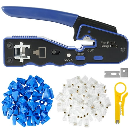 

RJ45 Crimp Tool Kit Non-slip Network Ethernet Cable Crimper Tool Wire Crimper Stripper Cutter Ethernet Crimping Tool for 8P RJ45 Cat6a Cat6 Cat5e Connector and 26AWG-23AWG Cable