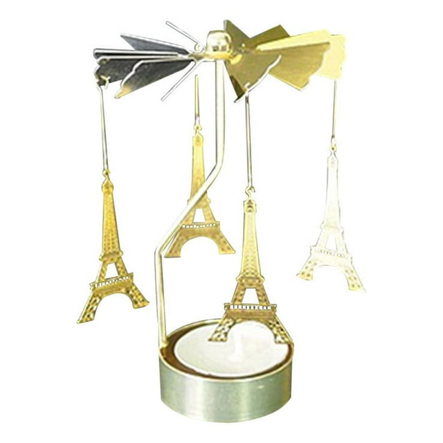 Clearance! Hot Spinning Rotary Metal Carousel Tea Light Candle Holder Stand Light Xmas Gift