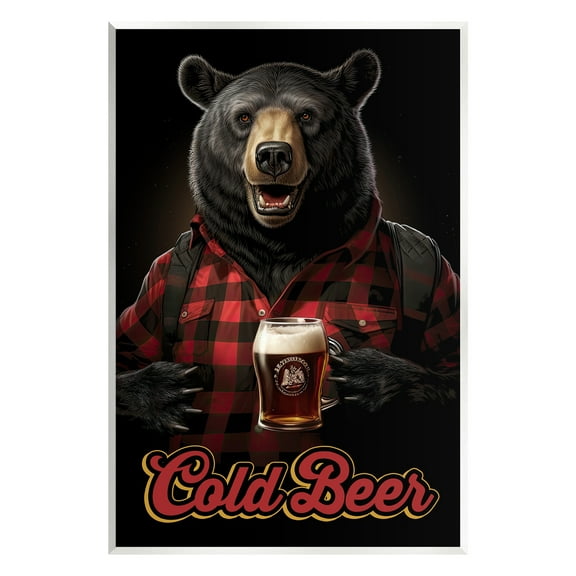 Stupell Industries Bear with Cold Beer Animals & Insects Painting Unframed Art Print Wall Art, 10 x 15
