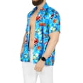 thumbnail image 4 of HAPPY BAY Men's Beach Short Sleeve Funky Santa Claus Party Dress Shirt Holiday Christmas Tree Hawaiian Gifts shirts for Men M Xmas Tree Gifts, Blue, 4 of 6