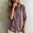 thumbnail image 3 of PBFRDSJ Womens 3/4 Sleeeve Striped Button Down Shirt Vintage Collar Loose Fit Casual Blouse for Office Business, 3 of 6