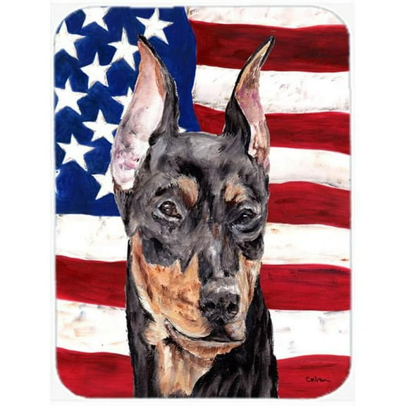 German Pinscher With American Flag Usa Mouse Pad, Hot Pad Or Trivet, 7.75 x 9.25 In.