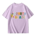 thumbnail image 4 of MUXiin First Day of Forth Grade Shirt Kids Back to School Boys Girls Shirts Funny Letter Vibes Graphic Tee Short Sleeve Tops,130Purple, 4 of 5