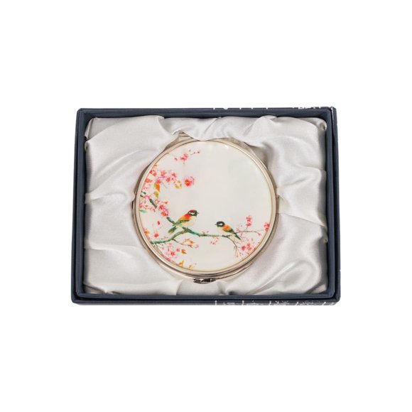Espejo compacto de nácar de February Mountain – Regalo de doble aumento para mujer, mamá, hermana, idea de cumpleaños o Navidad (1 susurros de primavera)
