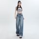 thumbnail image 3 of Vaqueros de pierna ancha retro americano para mujer primavera y otoño 2024 nuevos pantalones de pierna recta drapeados versátiles lavados de cintura alta de nicho, 3 of 5