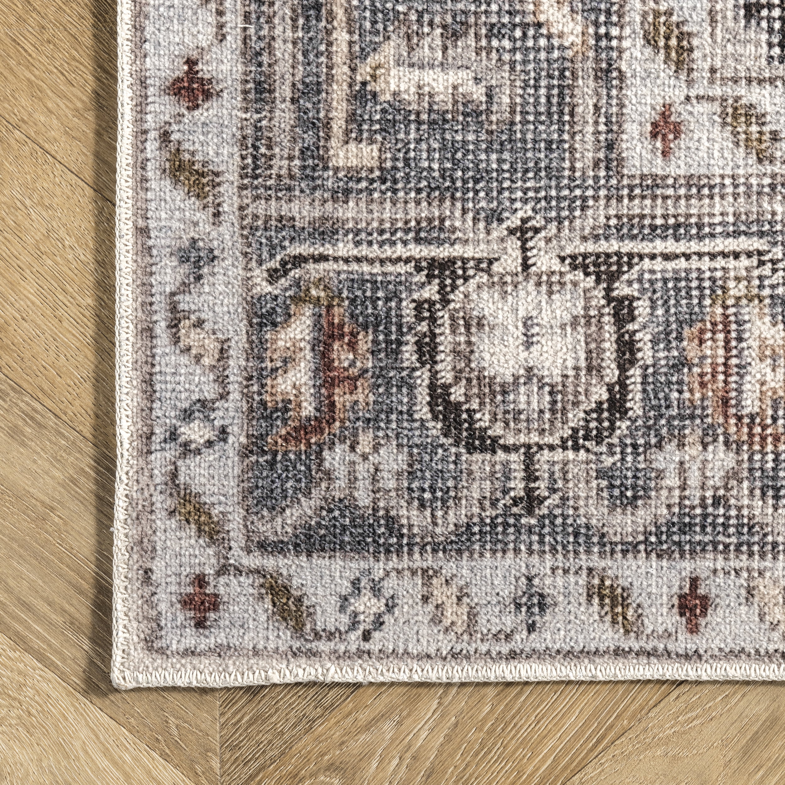 nuLOOM Mali Machine Washable Traditional Medallion Area Rug, 6', Ivory