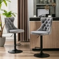thumbnail image 2 of SYNGAR Swivel Bar Stools, Counter Height Adjustable Bar Chairs with Footrest, Set of 2, Upholstered Velvet Tufted Pub Chairs with Back, Modern Home Kitchen Dining Chairs, Gray, D8354, 2 of 9