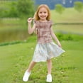 thumbnail image 4 of Kukoosong Girls Summer Ruffle Sleeve Tees Kids Crew Neck Short Sleeve Basic Tee Tops Toddler Girl Clothes Print T-Shirts for 8 Years, 4 of 5