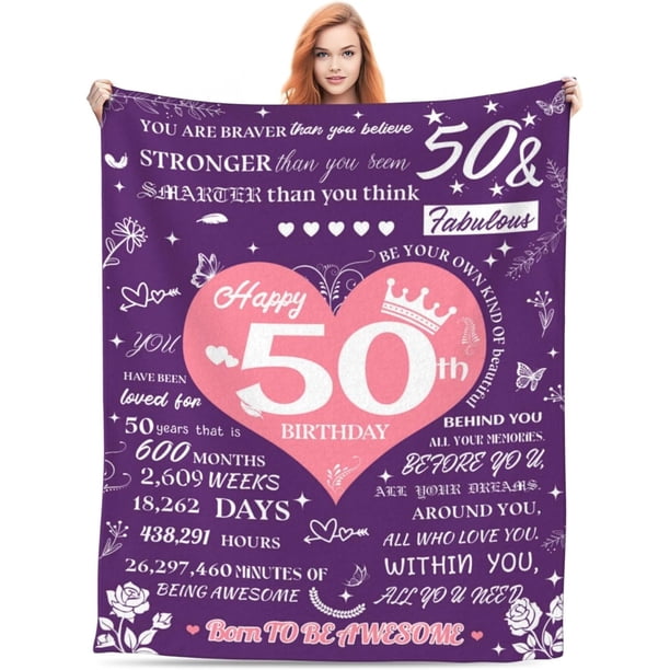 LHSHID 50th Birthday Gifts for Women 50 Year Old Gifts for Women 50 Birthday Gifts for Women 50th Birthday Gift Ideas 50th Birthday Gifts Throw Blanket 60"x80"