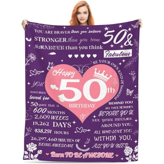 50th Birthday Gifts for Women, 50 Year Old Gifts for Women, 50 Birthday Gifts for Women, 50th Birthday Gift Ideas, 50th Birthday Gifts, Throw Blanket 60"x50"