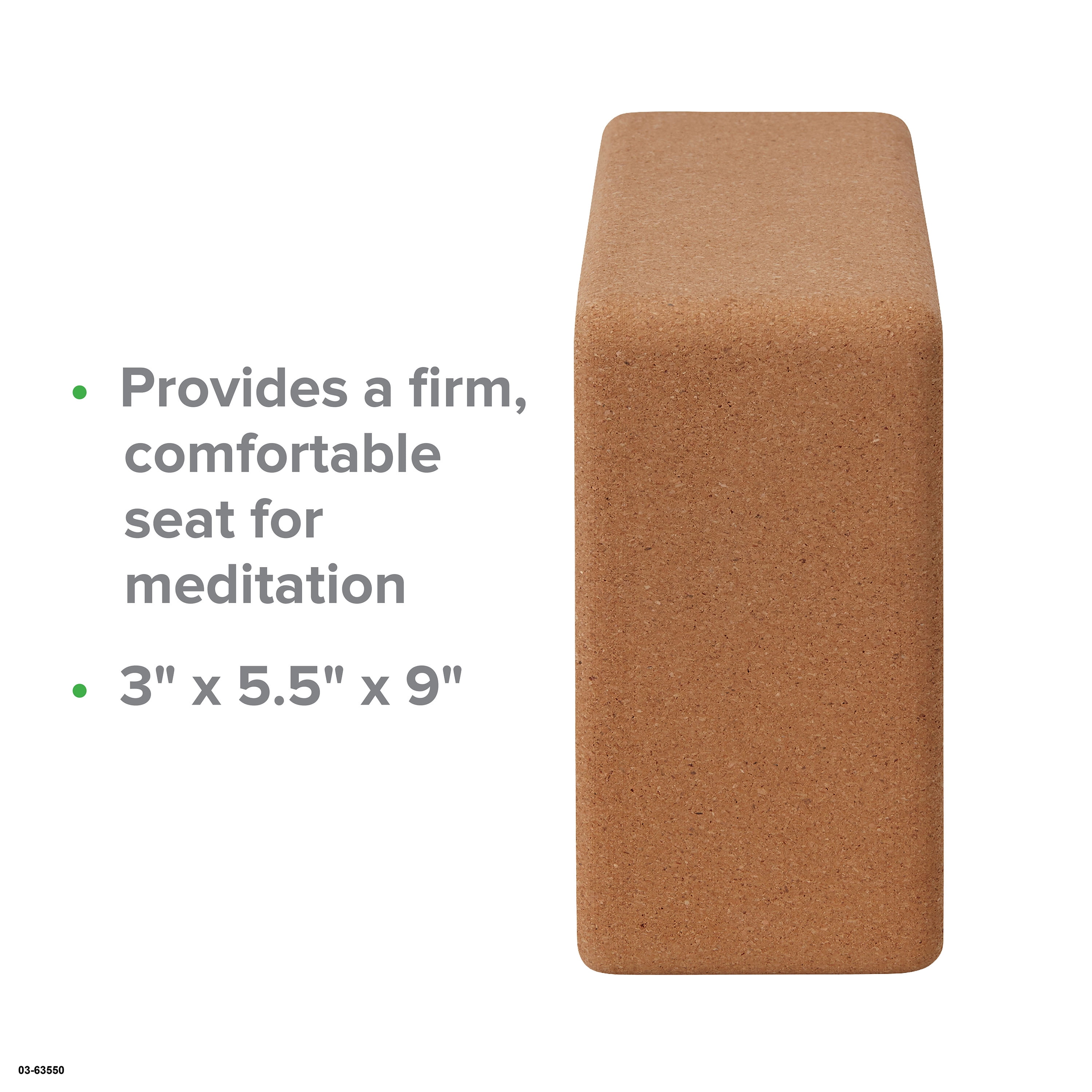 Gaiam Cork Yoga Brick, Made from Sturdy Sustainable Cork, 3 In