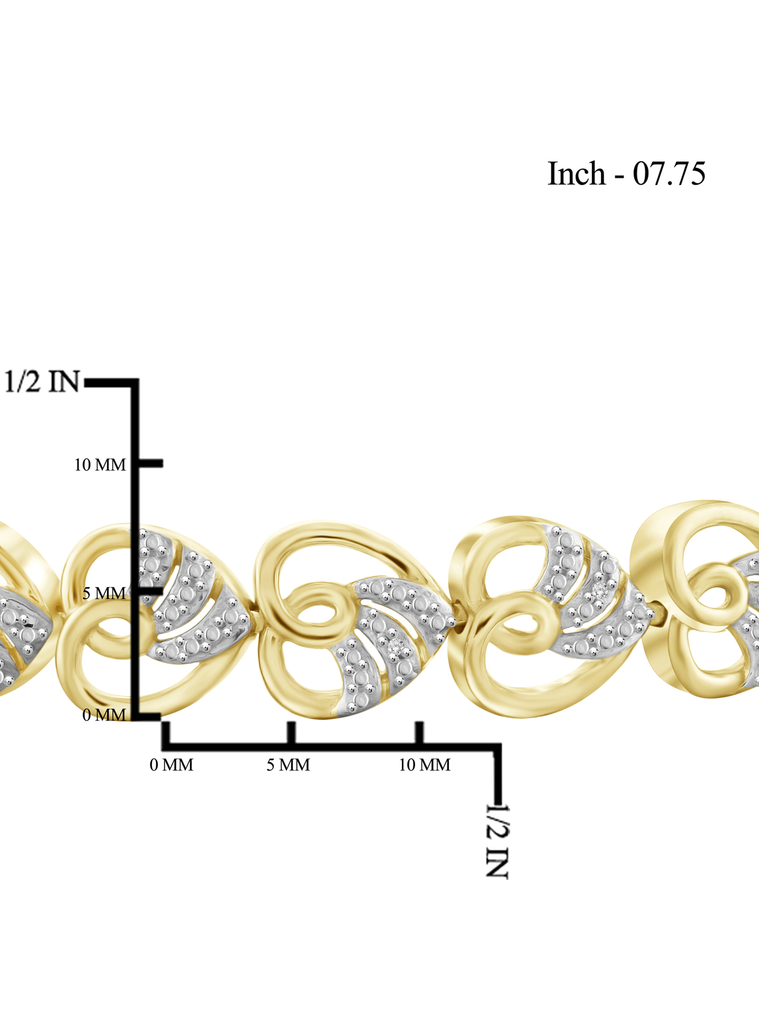 White Diamond Accent 14kt Gold Plated Brass Heart Bracelet, 7.75