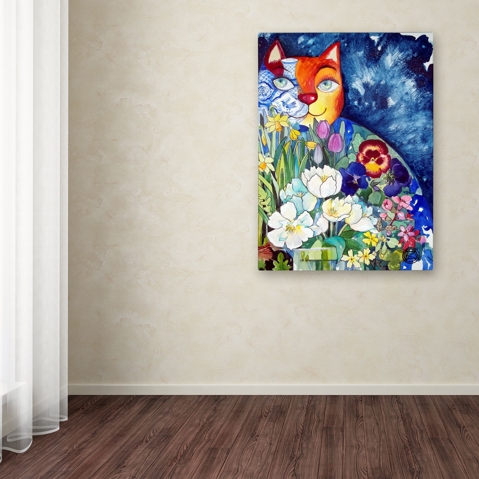 Trademark Fine Art 'Spring Cat' Canvas Art by Oxana Ziaka