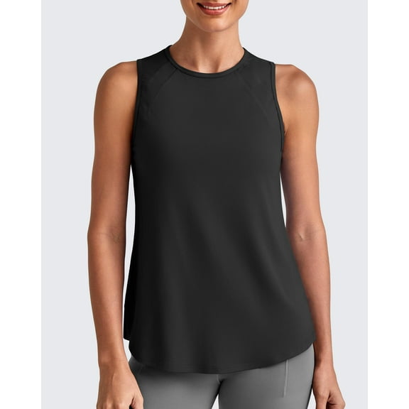 G4Free Lightweight Workout Tank Tops for Women High Neck Athletic Long Tanks Sleeveless Summer Running Gym Shirts