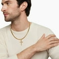 thumbnail image 4 of DORANA Gold Plated Cross Necklaces for Men Boys Stainless Steel Cross Pendant Chain Catholic Religious Christian Birthday Valentine's Day Jewelry Gifts Teen Boyfriend Husband Dad Son Kids Age Ideas, 4 of 6