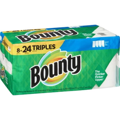 BOUNTY Select-A-Size Paper Towels, White, 8 Triple Rolls = 24 Regular Rolls, 8 Count