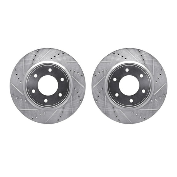 Dynamic Friction Company Front Brake Rotors-Drilled and Slotted-Silver 7002-67014