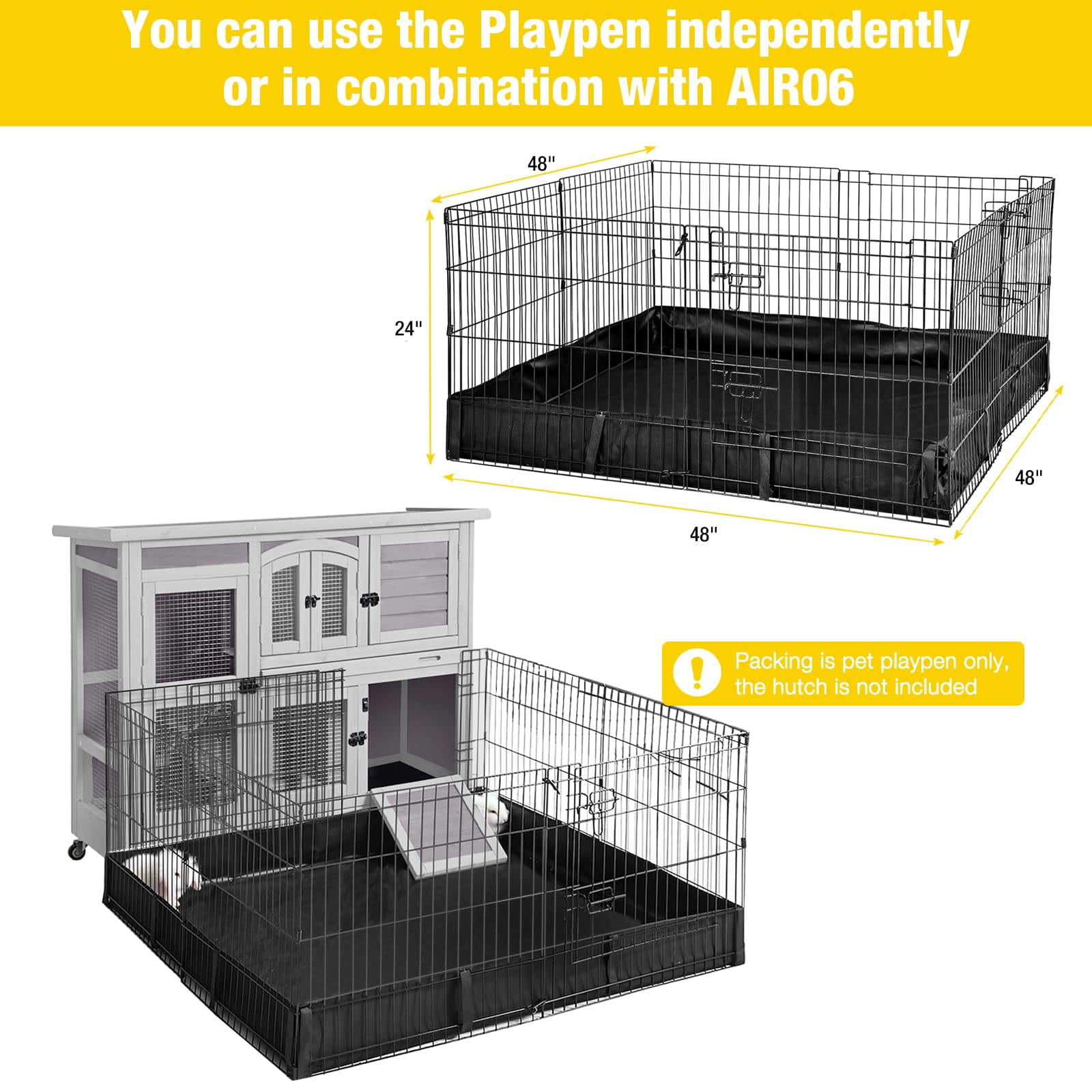 Aivituvin Pet Playpen Rabbit Playpen Indoor Small Animal Rabbit Run Extension Guinea Pig Cage with Waterproof Floor Liner
