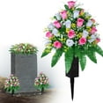 thumbnail image 2 of WMGHA 25 inch Artificial Headstone Flower Saddles for Graves, Cemetery Memorial Flowers for Outdoor Tombstone Decorations, Grave Flowers for Grave Vase Cemetery Flower Arrangements,16 Heads, 2 of 9