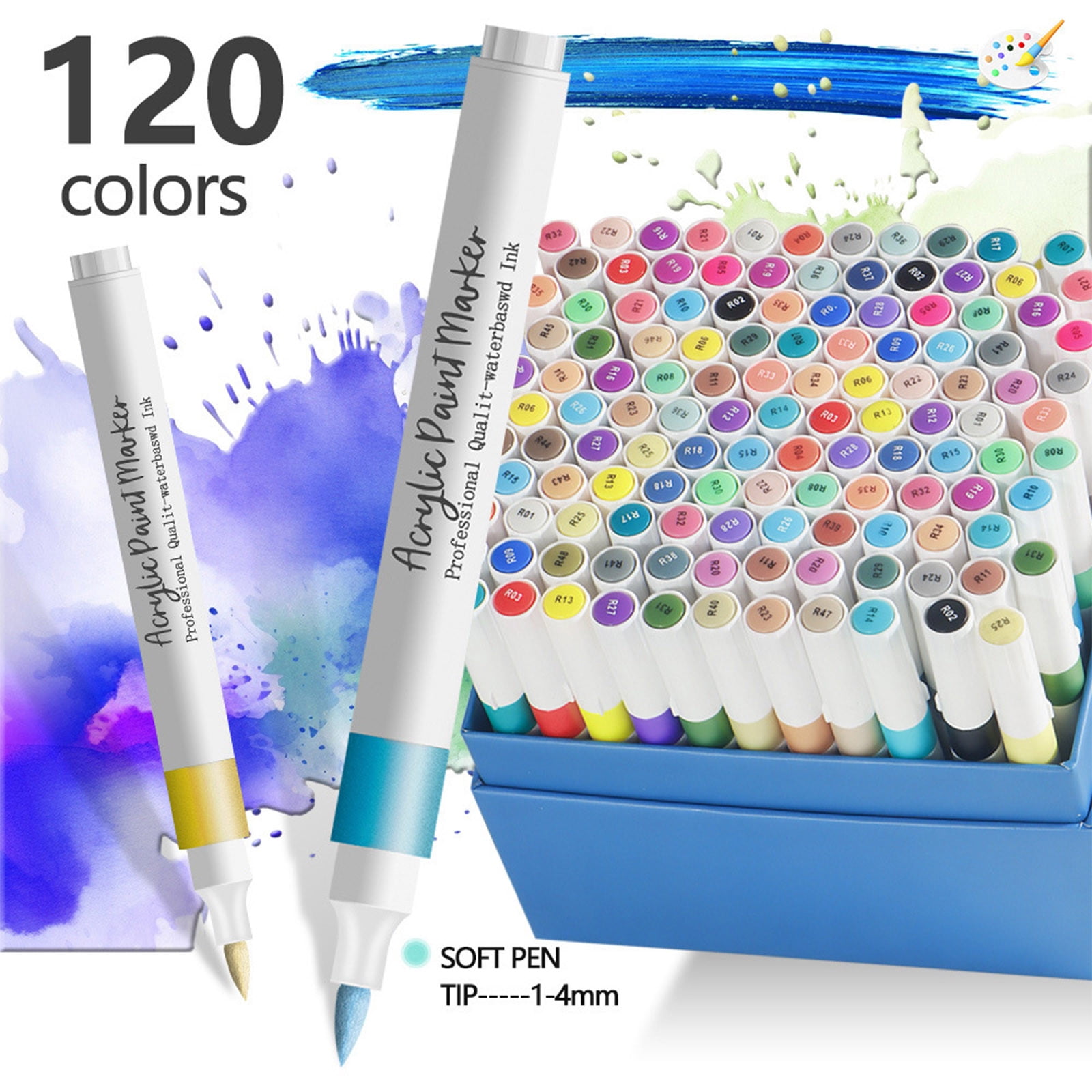 WEGFTDUOP 12 Colors Nail Art Pens - Waterproof Acrylic Paint Markers Drying Nail Tools For DIY Patterns Precision Tip For Beginners And Professionals 12ml