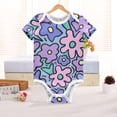 thumbnail image 6 of Cartoon Flowers Pure Cotton Bodysuit Short Sleeve Pajamas One-Piece Romper Unisex 18M, 6 of 6