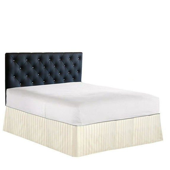 The Great American Store- Luxury Hotel Collection 10" Tailored Drop, 100% 1800 Series Microfiber Pleated Bed Skirt/ Dust Ruffle (Twin, Stripe Ivory) Machine Washable, Wrinkle & Fade Resistant