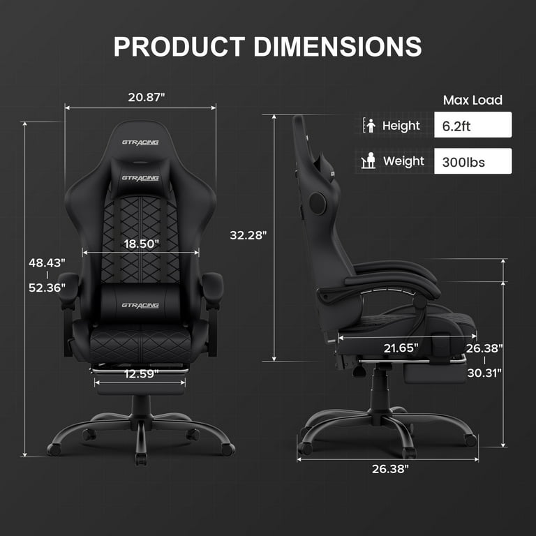  GTRACING Gaming Chair with Footrest and Bluetooth