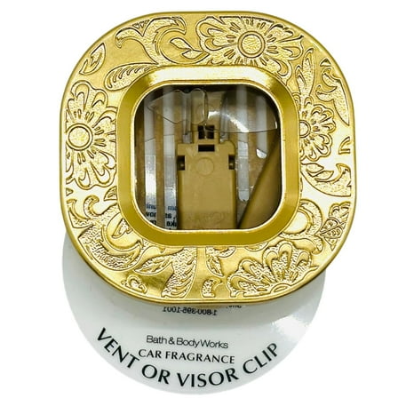 Bath & Body Works Stamped Gold Flowers Car Air Freshener Holder Without Refill 1 Pc