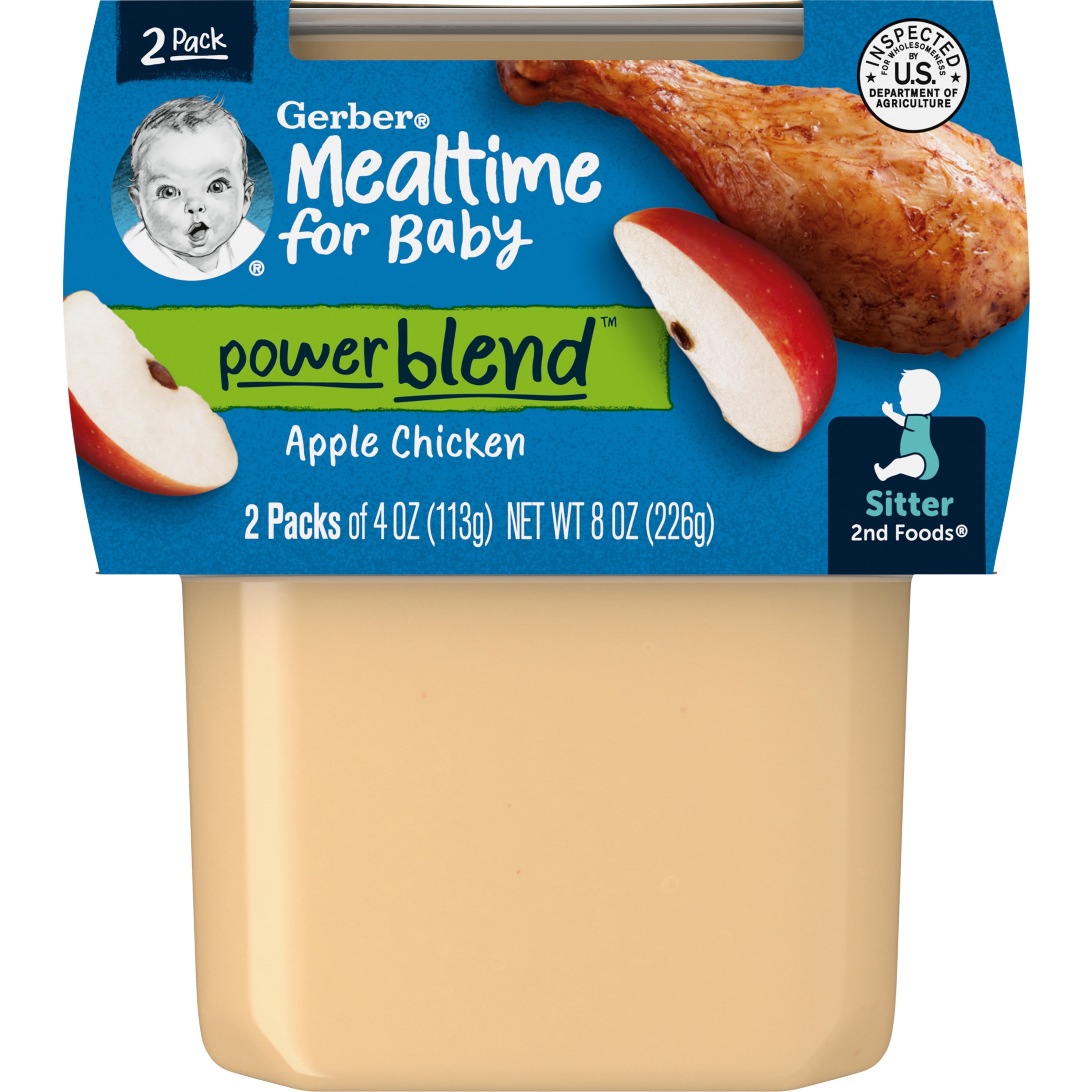 Gerber 2nd Foods Baby Foods, Apple Chicken, 4 oz Tub (2 Pack)