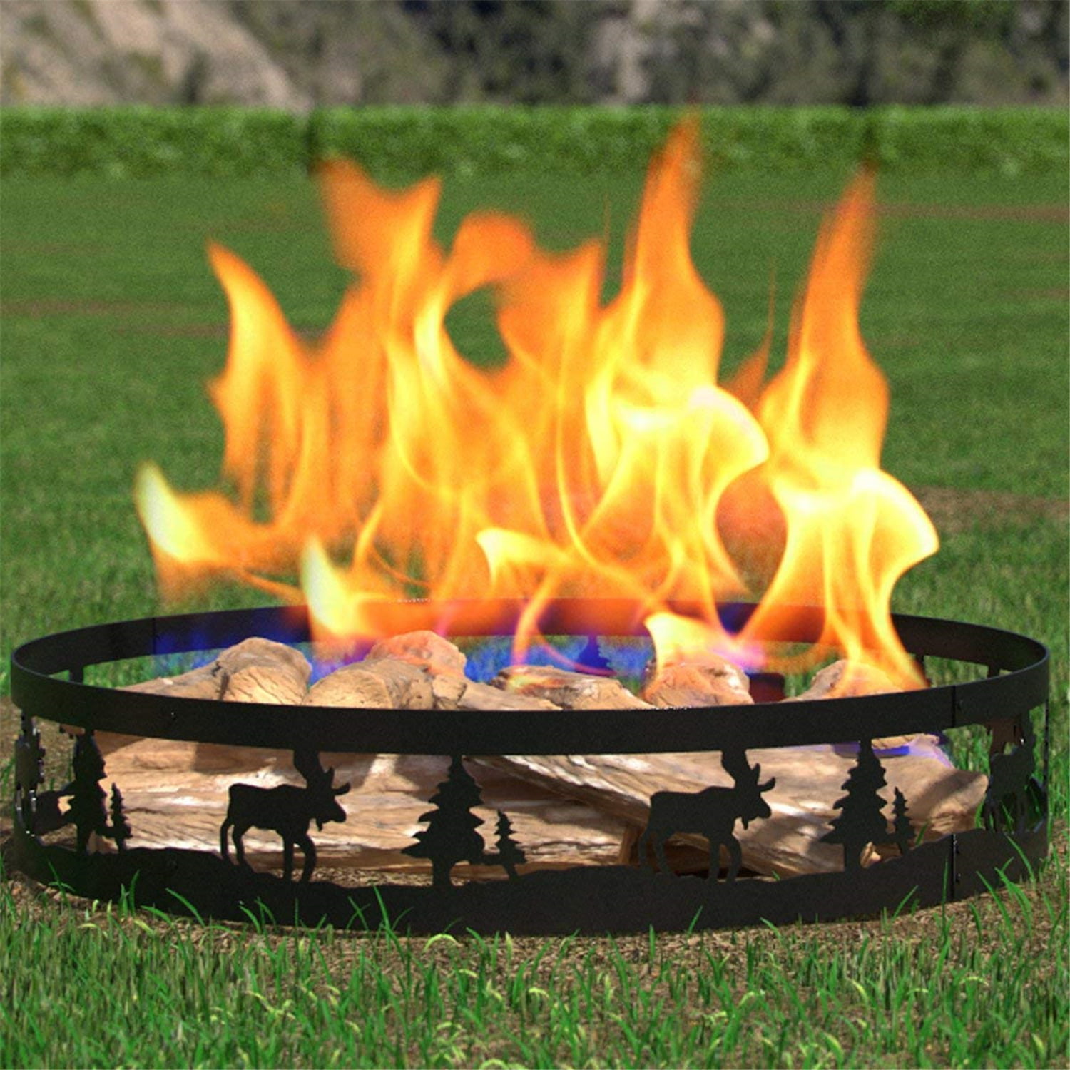 Regal Flame Boston Backyard Garden Home Deer and Trees Light Wood Fire Pit Fire Ring. For RV, Camping, and Outdoor Fireplace. Wo