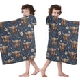 thumbnail image 4 of Blue Highland Cow Flower Pattern Hooded Bath Towel，50"x30" for Ages 3 To 12 Kids, Quick Dry Lightweight Soft Microfiber Hood Beach Towel Cover Up for Kids, 4 of 7