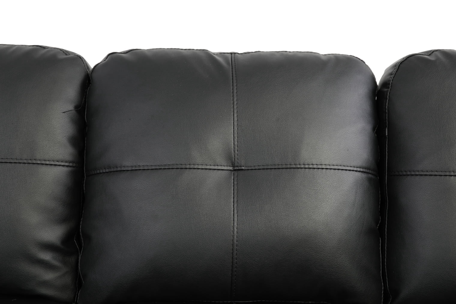 PonLiving Furniture Black Faux Leather 3 Piece Sectional Sofa Couch Set, L-Shaped Modern Sofa with Chaise Storage Ottoman for Living Room Furniture, Right Hand Facing