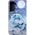 thumbnail image 2 of Wallet Case for Samsung Galaxy S22, Colorful Painted Premium PU Leather Cute Flip Cover with Card Holder & Kickstand Phone Case for Samsung Galaxy S22 Wolf Under Moon, 2 of 14