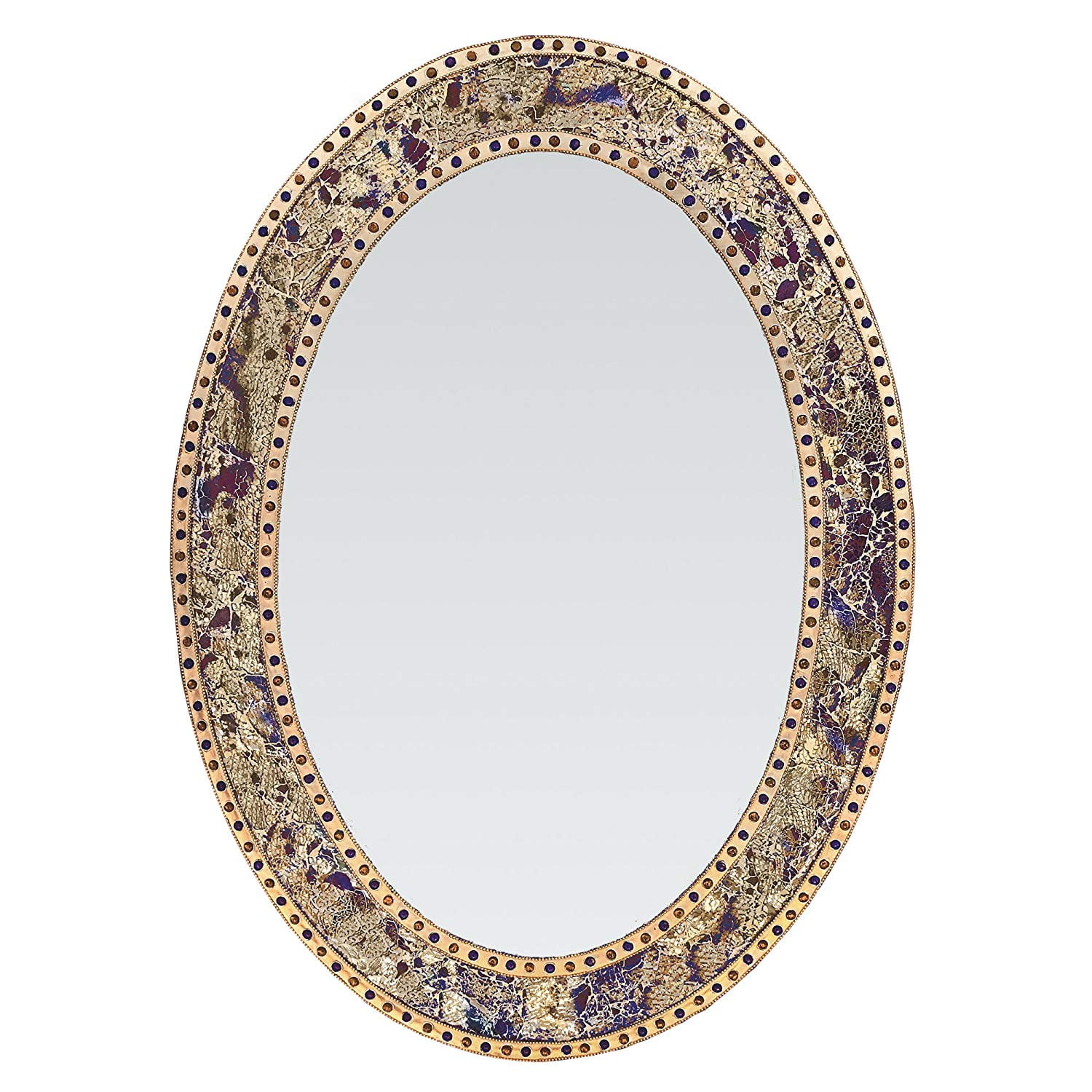 DecorShore Fired Gold 32.5 in. x 24.5 in. Decorative Wall Mirror, Oval