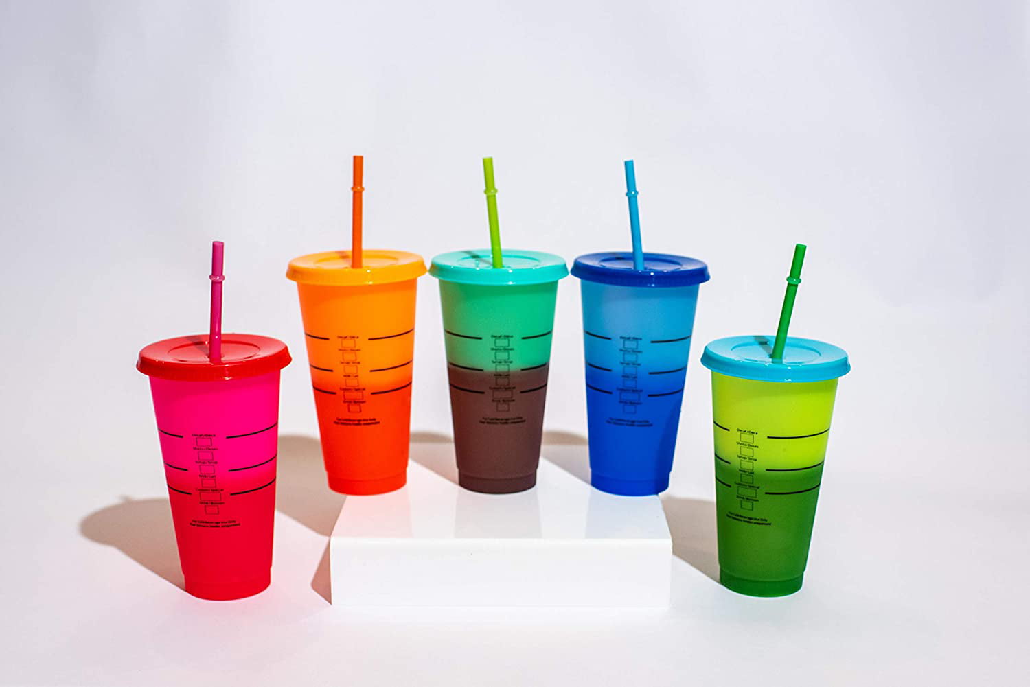 4/5/7 Pack Color Changing Plastic Tumblers- 16/24 oz Color