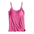 thumbnail image 2 of Womens Tops With Chest Pads One Camisole Thin Straps Underwear Sports Bottoming Shirt Tank Top for Women Plus Size Tops for Women Hot Pink Modal 6XL, 2 of 4