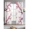 thumbnail image 2 of Pink Flowers Sheer Curtains 63 Inch Length 2 Panels Set for Living Room/Bedroom, Pink Blossoms Botanical Floral Branches Kitchen Curtains Grommet Semi-Sheer Curtains Window Treatments 42"x63"x2, 2 of 7