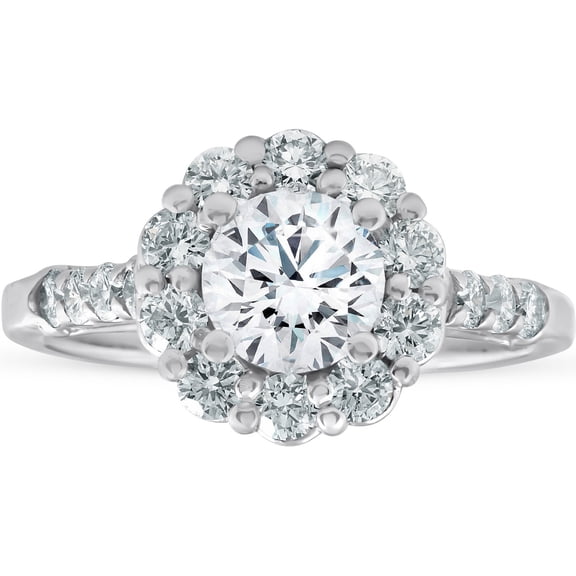 Edge Jewel 14K White Gold Plated Wedding Anniversary Ring - 1.22 Ct Round Cut Lab Created Diamond Solitaire Ring for Her - Gorgeous Wedding Ring for Women's - 9th Year Anniversary Gifts for Her