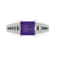 thumbnail image 2 of 2.44ct princess cut purple natural amethyst 14k white gold Bridal Wedding Engagement Promise Anniversary Ring for Women size 10.75, 2 of 7