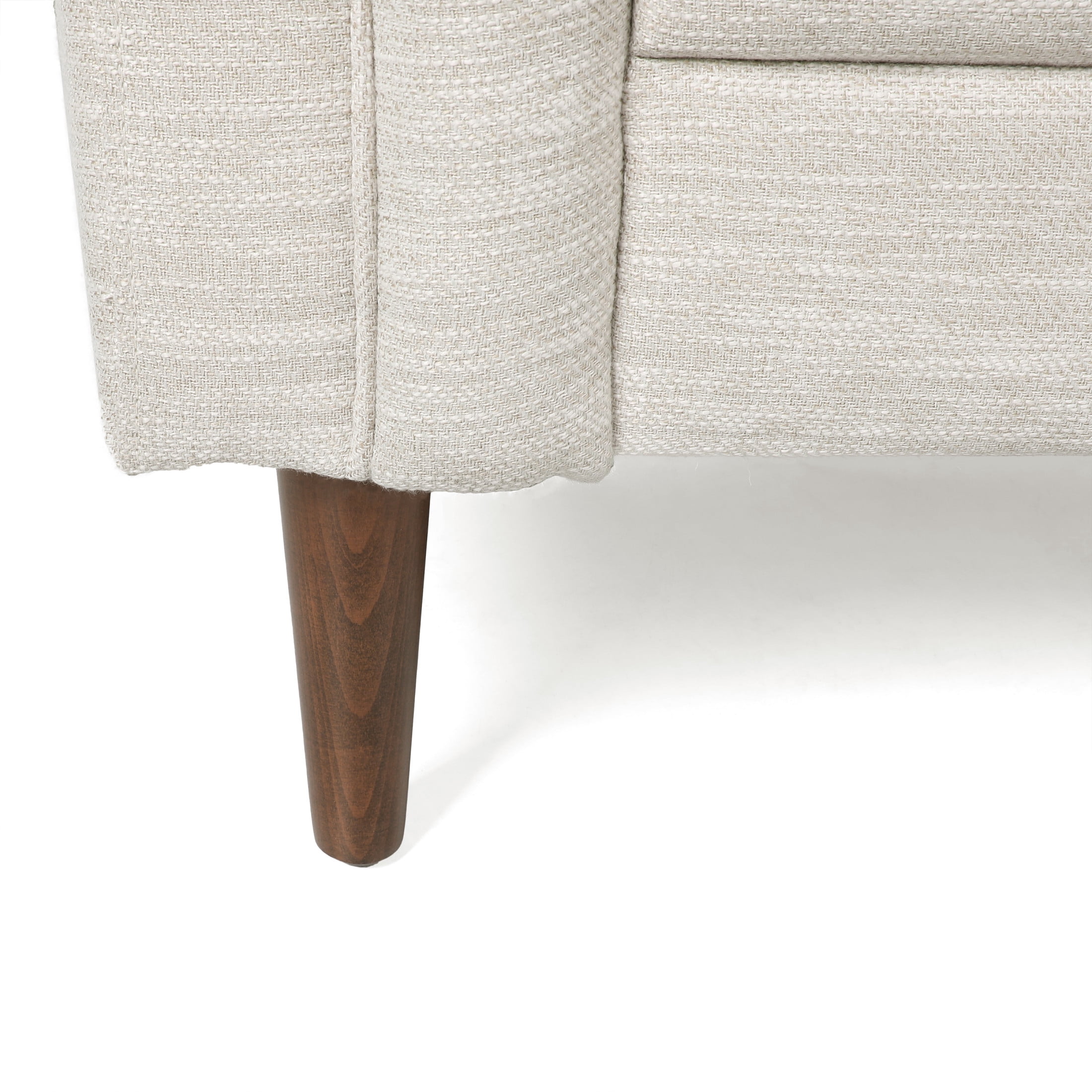 Noble House Contemporary Beige & Espresso Tufted Loveseat with Birch Wood Frame