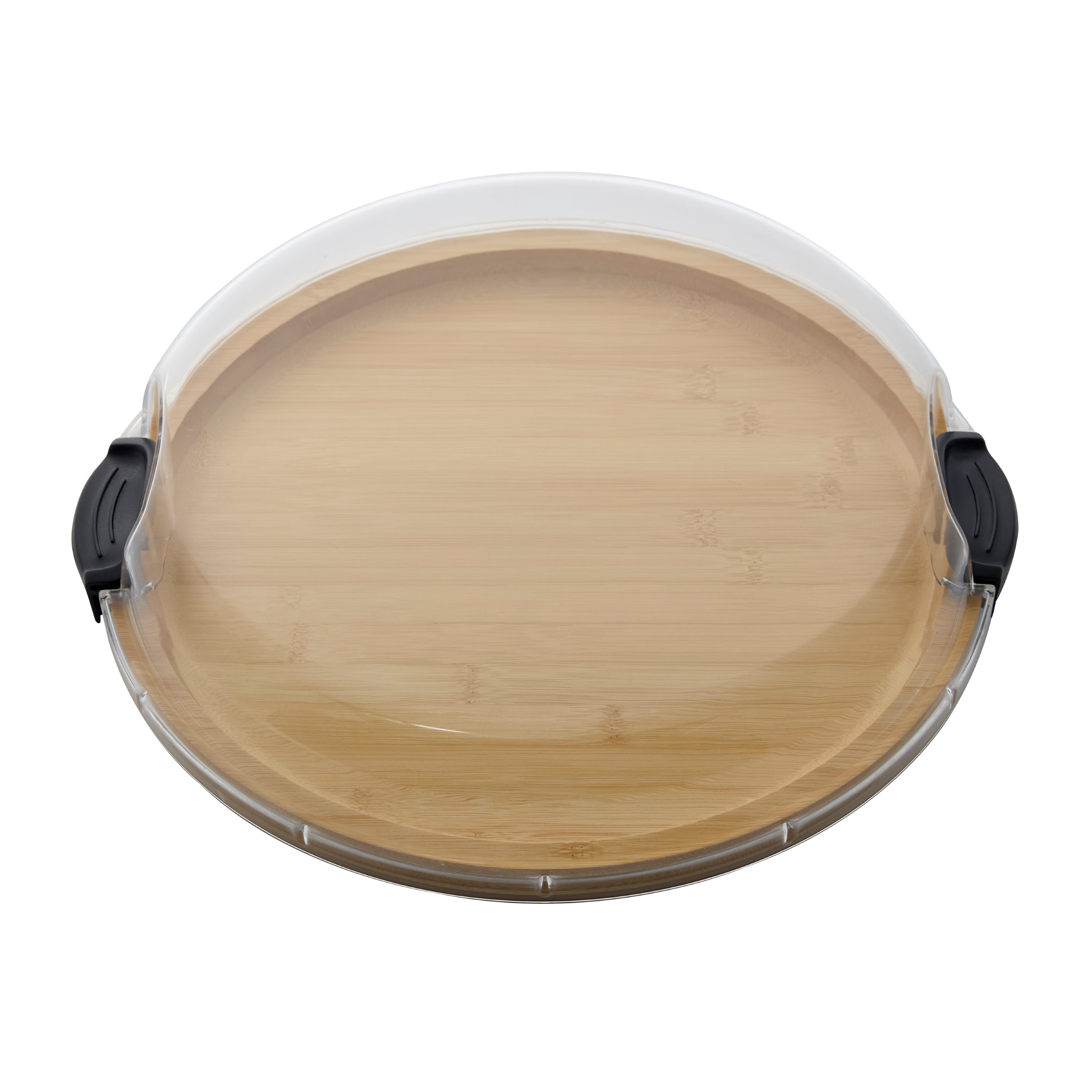 Farberware Build-a-Board 14 in Round Bamboo Charcuterie and Snack Board with Clear Locking Lid
