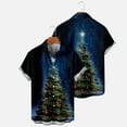 thumbnail image 4 of IROINNID Hawaiian T-Shirt for Men Button Up Christmas Short Sleeve Shirt Funny Xmas Tree Print Vacation Shirt,Green, 4 of 6