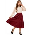 thumbnail image 6 of ATOGUTA Girls Summer Skirt Casual High Waist Stretchy A-Line Skirts Soft Skorts Fashion Clothes Size 4T-15. Wine, 6 of 6