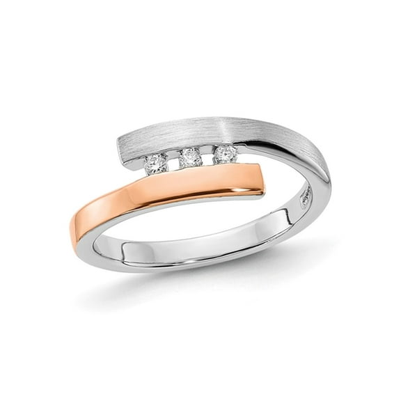 1/20 Carat (Ctw) Diamond Bypass Ring in Rose Plated Sterling Silver for Women