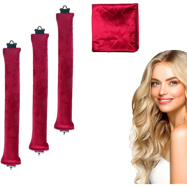 wonima02 Heatless Hair Curler Overnight Curl Rods for All Hair Types, Healthy and Stylish Heatless Curling Set jumbo heatless hair curler to sleep in Heatless Hair Curlers (Wine Red, Medium)