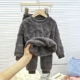 thumbnail image 2 of Favoffer Toddler Baby Fleece Set Boys Girls Winter Pajama Set Plush Warm Two-Piece Outfit Pullover Sweatshirt Sweatpants 1-11Y, 2 of 4
