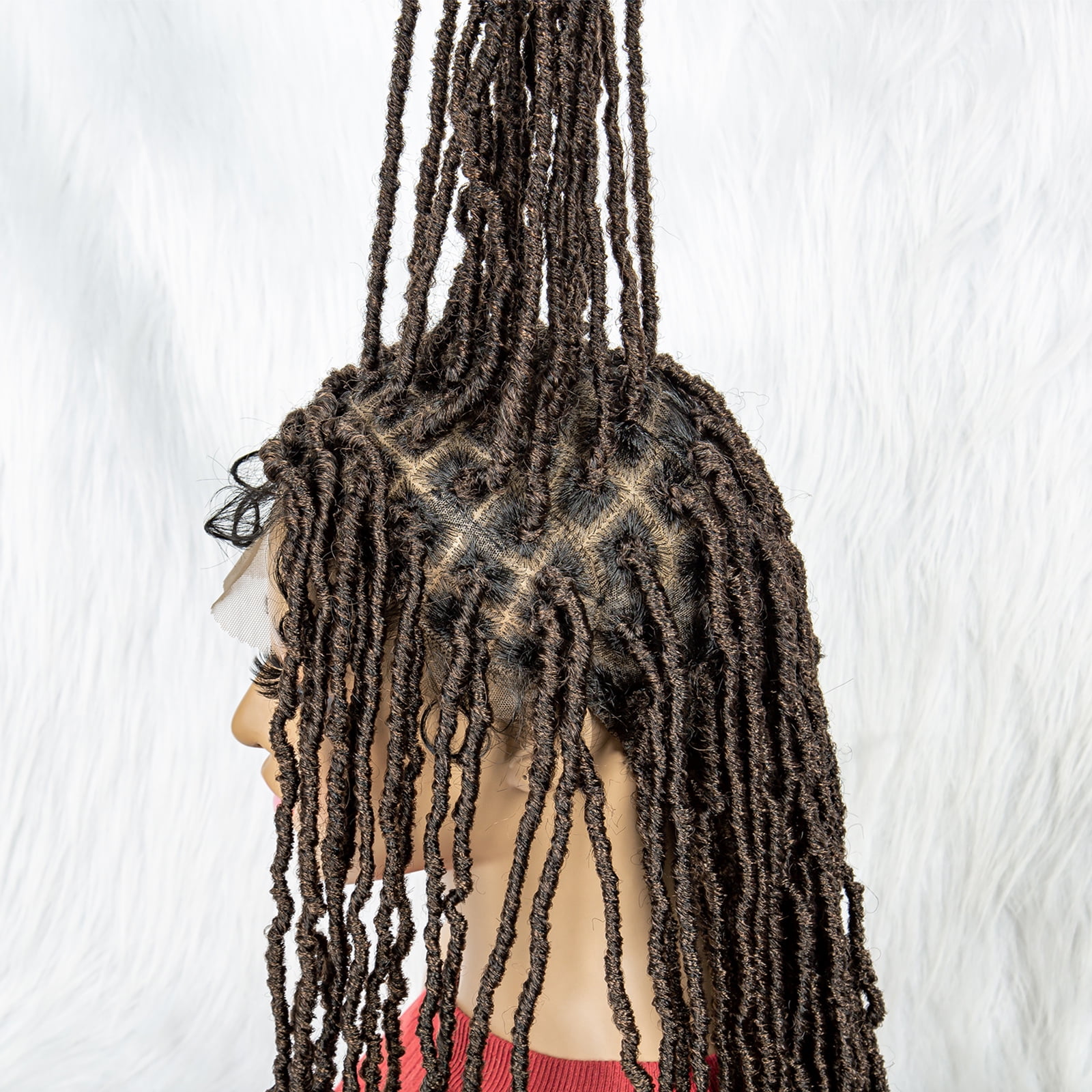 Locs Wigs 36 Inches Full Double Lace Square Knotless Dreadlock Braiding Wig with Baby Hair for Black Women Synthetic Lace Frontal Long Cornrow Box Braided Wigs (1B/30 Color)