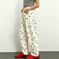 thumbnail image 5 of Textilo 2026 Polka Dot Pattern Barrel Jeans for Women Low Rise Wide Leg Ruched Denim Pants with Pockets Curved Leg Jean Y2k Baggy Vintage Casual Cute Streetwear,Coffee XL, 5 of 5